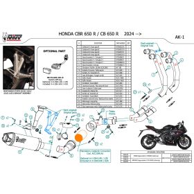 Vollständige MIVV AK-1 schwarze Auspuffanlage mit Carbon-Endkappe für HONDA CB 650 R