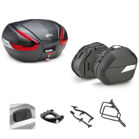 Kit GIVI bauletto V47 borsa WL900B carbon/rosso 47/25L per YAMAHA