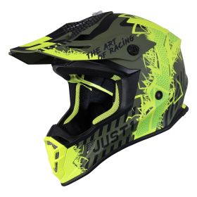 CASQUE TOUT TERRAIN JUST1 J38 MASK JAUNE FLUO / NOIR / VERT MAT