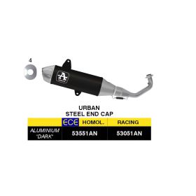 ARROW complete racing exhaust Urban black with stainless steel end cap for Piaggio VESPA GTS 310