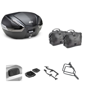 GIVI V47 TECH Topcase-Kit CORIUM Carbon/Smoke 47/13L für MOTO GUZZI