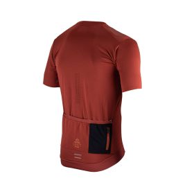 Maglia MTB LEATT Trail 3.0 rosso lava scuro con cerniera e 3 tasche cargo