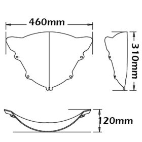 Pare-brise sportif transparent ISOTTA 310x460mm pour BMW K 1200 R Sport