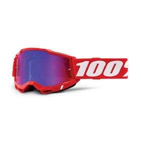 Masque Motocross 100% Accuri 2 Rouge Lentille Miroir Rouge Bleu