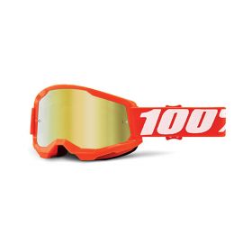 Maschera Motocross 100% Strata 2 Arancio Lente Specchio Oro