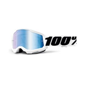 Maschera Motocross 100% Strata 2 Everest Lente Specchio Blu