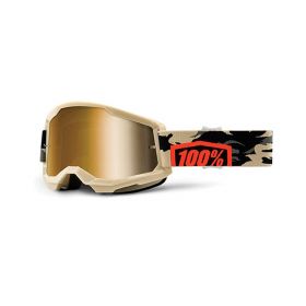 Maschera Motocross 100% Strata 2 Kombat Lente Specchio Oro