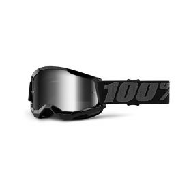 Masque Motocross 100% Strata 2 Junior Noir Lentille Miroir Argentée