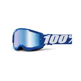 Masque Motocross 100% Strata 2 Junior Bleu Lentille Miroir Bleue