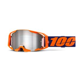 Masque de motocross 100% ARMATIC néon orange lentille miroir argentée