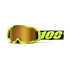 Masque de motocross 100% ARMATIC néon jaune miroir doré
