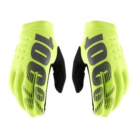 Motocross Gloves 100% BRISKER Fluo Yellow Black