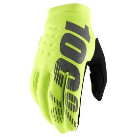 Motocross Gloves 100% BRISKER Fluo Yellow Black
