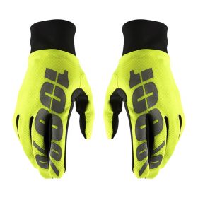 Motocross Gloves 100% HYDROMATIC Waterproof Neon Yellow Black