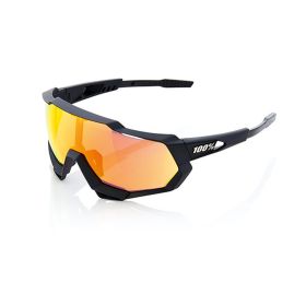 Occhiali da Sole 100% Speedtrap Soft Tact Nero Lente Hiper Rosso