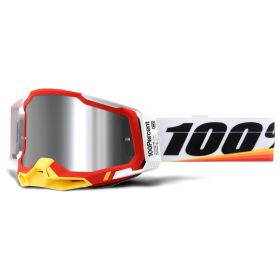 Maschera Motocross 100% Racecraft 2 Arsham Rosso Lente Specchio Argento
