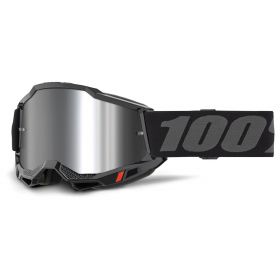 Motocross Maske 100% Accuri 2 Schwarz Silber Mirror Linse