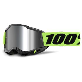 Masque Motocross 100% Accuri 2 Neon Jaune Lentille Miroir Argentée