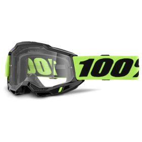 Masque Motocross 100% Accuri 2 Neon Jaune Lentille Miroir Argentée