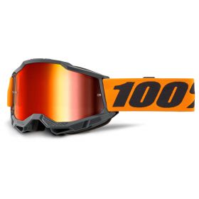 Masque Motocross 100% Accuri 2 Orange Lentille Miroir Rouge