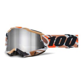 100% Accuri 2 Flea Motocross Goggles Silver Mirror Lens