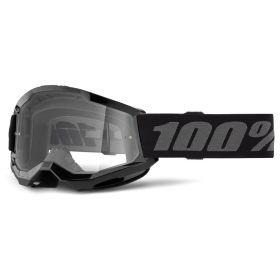 Motocross Maske 100% Strata 2 Schwarz Klare Linse