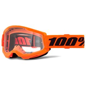 Masque Motocross 100% Strata 2 Neon Orange Lentille Claire