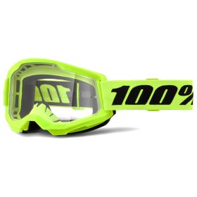 Masque Motocross 100% Strata 2 Neon Jaune Lentille Claire