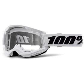 Motocross Goggle 100% Strata 2 White Transparent Lens