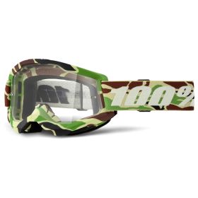 Maschera Motocross 100% Strata 2 War Camo Lente Trasparente