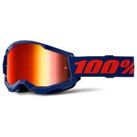 Masque Motocross 100% Strata 2 Navy Lentille Miroir Rouge