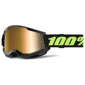 Maschera Motocross 100% Strata 2 Solar Eclipse Lente Specchio Oro