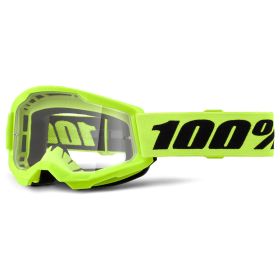 Masque Motocross 100% Strata 2 Junior Neon Jaune Lentille Claire