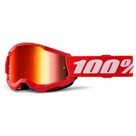Masque Motocross 100% Strata 2 Junior Rouge Lentille Miroir Rouge