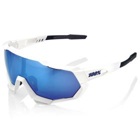 Sunglasses 100% Speedtrap White Blue Hiper Lens