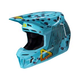 Casco motocross LEATT Moto 8.5 Composite Cheetah azzurro con maschera 5.5