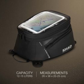 SHAD SL20 Motorrad-Tankrucksack schwarz erweiterbar 12/15L universelle Halterung
