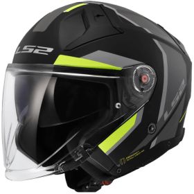 Casco Jet LS2 OF603 INFINITY II Focus Nero Opaco Giallo Hi-Viz