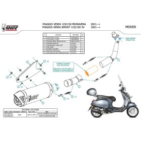 Kompletter schwarzer Auspuff MIVV Mover für PIAGGIO Vespa Sprint 125 3v