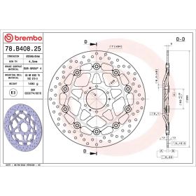 Disque de frein flottant BREMBO 78B40825 série or D.296 épaisseur 5 mm 6 trous pour HONDA