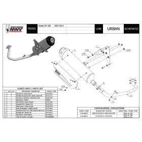 Marmitta completa MIVV Urban in acciaio inox per HONDA sh 300 2007-2014