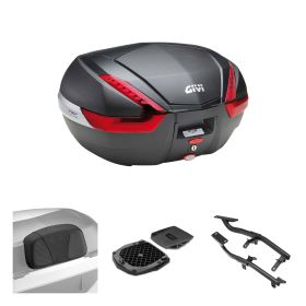 Kit bauletto GIVI V47NN carbon look rosso per MOTO GUZZI V7 850 Stone / Special