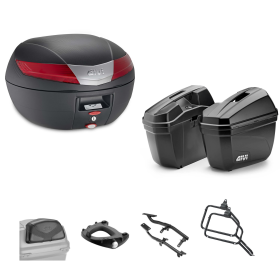 Kit GIVI bauletto V40 valigia E22 nero rosso 40/22L per ROYAL ENFIELD SUPER METEOR