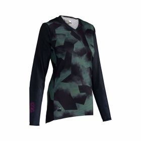 LEATT Gravity 4.0 Damen MTB-Trikot Schwarz/Spinatgrün Belüfteter Stoff