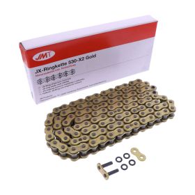 Kit trasmissione JMT catena X2 aperta oro 104 maglie 530 corona 39 z pignone 17 z