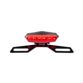 Feu arrière LED rouge hexagonal droit avec support de plaque d'immatriculation