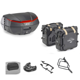 GIVI V49 AIR top case kit CANYON bag black-orange 49/25L for HONDA