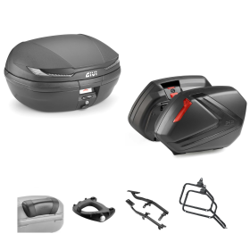 GIVI ARENA TECH Top Case V37 Smoked Black/Red 45/37L for SUZUKI DL V STROM