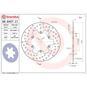 BREMBO Festbremscheibe 68B407C1 Gold-Serie D.267 Dicke 4mm 6 Löcher für YAMAHA
