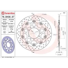 BREMBO Schwimmende Bremsscheibe 78B40867 Gold Serie D.310 Dicke 5mm 6 Löcher für HONDA